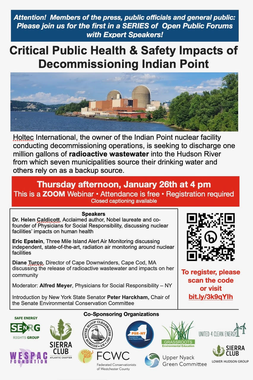Public Health & Safety Impacts of Decommissioning Indian Point, (January 26, 2023)